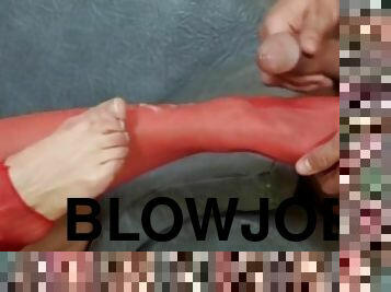 blowjob-seks-dengan-mengisap-penis, cumshot-keluarnya-sperma, gambarvideo-porno-secara-eksplisit-dan-intens, kaki, stocking-stockings, perempuan-jalang, sperma, berambut-pirang, fetish-benda-yang-dapat-meningkatkan-gairah-sex, buah-zakar