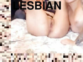 sayang, lesbian-lesbian, remaja, permainan-jari, webcam, bokong