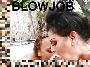 Hot Duo Angelina Castro And Mone Devine Milk A Cock Poolside