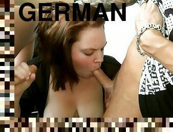 German Curvy BBW Teen seduce to Amateur MMF Threesome Fuck
