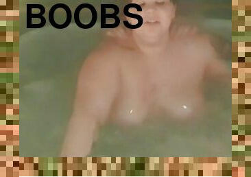 Big bouncing boobs,choking in the hot tub