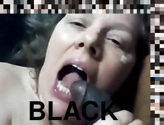 Hot white girl sucks big black dick