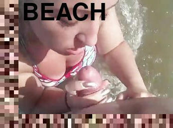 Cumming in the face of a hot beach