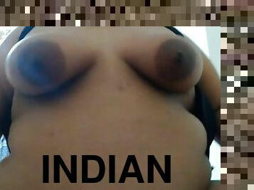 Indian hot aunty helps stepson to cum after watching him masturbate then cum while riding - Cowgirl