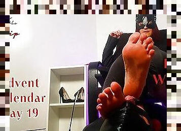 Redhead French Mistress Uses her Footstool and makes him Smell her Ballet Flats and Worship her Feet