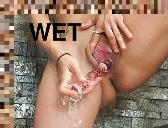 Wet fantasy under the shower in surreal solo perversions