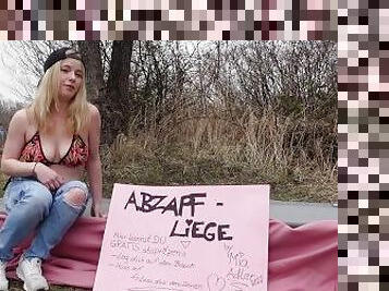 im-freien, öffentliche, muschi, blasen, deutsch, tief-in-die-kehle, strand, fest-tight, bikini, hosen