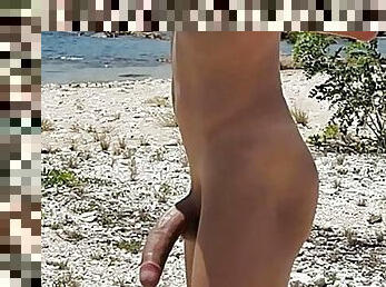 gros-nichons, masturbation, en-plein-air, public, transsexuelle, amateur, ejaculation-sur-le-corps, énorme-bite, travesti, plage