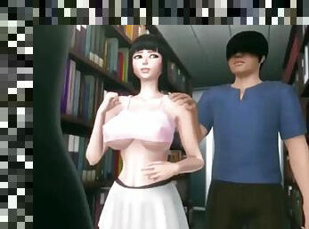 Aoi has an ecchi job in a 3d hentai bookstore