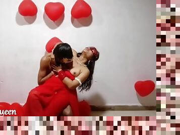 Indian Couple Valentine Day Hot Sex Video Bhabhi In Red Desi Sari Fucked Hard