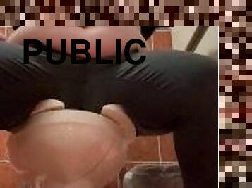 Brunette in public peeing