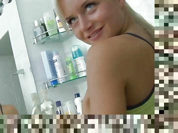 Amazing blonde German teen gets fucked in the bathroom