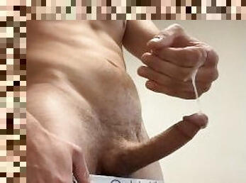 Male solo cum dripping