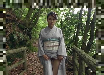 JAV outdoor exposure in kimono followed by blowjob Subtitles