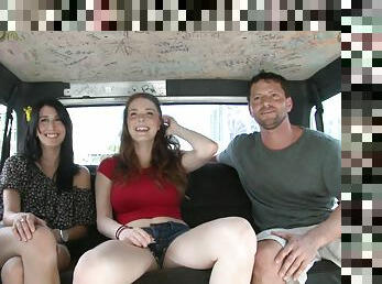 Chloe Taylor and Kimberly Wild in the old van