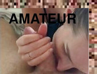 amatør, cumshot, handjob, første-gang, cum, baller, suging