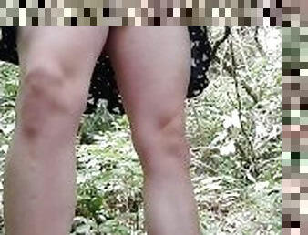 Sissy pees in the woods