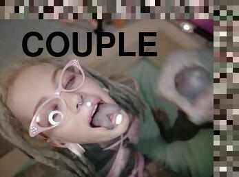 Alternative couple hot POV ANAL sex - doxy, rough fuck, Ass to mouth, dreadlocks, cum on glasses