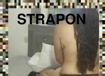 my friend asks me to fuck her with my strapon doggy style