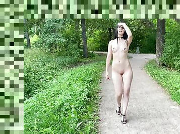 Annygrace Walks In The Park All Naked With Nipple Clamps Bdsm Walking