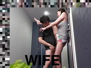 Erotic wife has an affair in the hallway of her apartment while her husband is in the next room -2