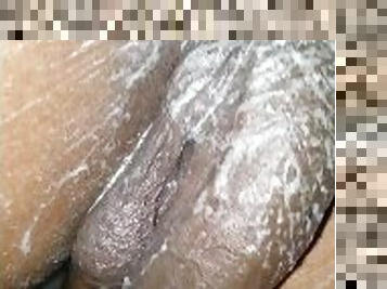 Bathing huge black dick