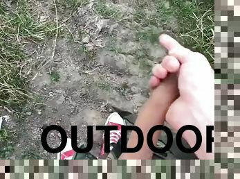 Jerking off in POV on a HOT BIG COCK outdoors