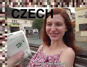 Czech redhead teen Lina reaches Public Orgasm