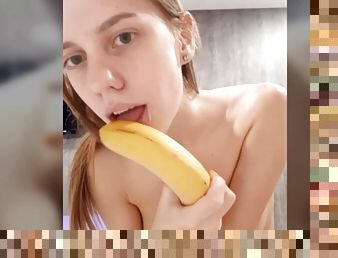 amatori, dildo, solo, banana, sugand