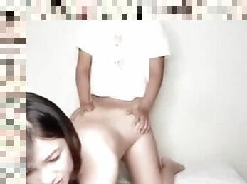 Younger brother with short hair vietnamese stepsister double handjob