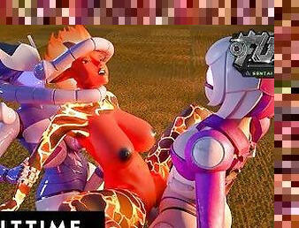 F.U.T.A. SENTAI SQUAD - Big Titty Futanari Femdoms Deliver FACIAL + CREAMPIE With Big Dick Robots!