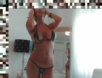 Tiny bikini on big titty webcam blonde
