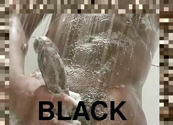 Stroking my hard black cock until I cum