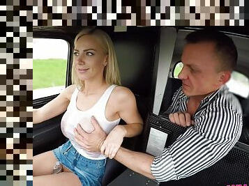 Busty female cab driver likes this client's dick a little too much