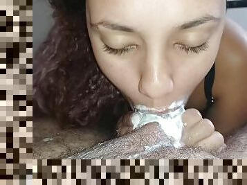{blowjob} creampie straight into the mouth, then the cum gushed out like a waterfall of semen????????????