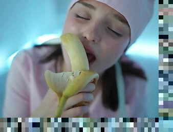 Young nurse and her banana