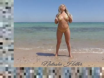 Wife In Yellow Bikini On Nude Beach