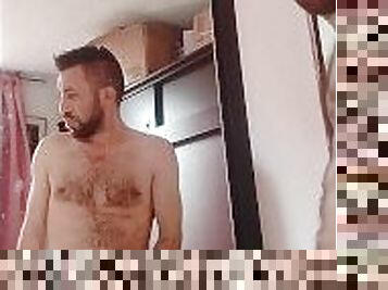 Macho Saliendo bañarse sale arrecho ganas  de masturbador en espejoxxx