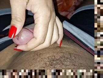 mastubasi, latina, handjob-seks-dengan-tangan-wanita-pada-penis-laki-laki, sudut-pandang, teransang, saudara-perempuan, dominasi-perempuan-dalam-sex, penis