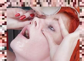 Redhead whore ava little plays with 30 loads of cum
