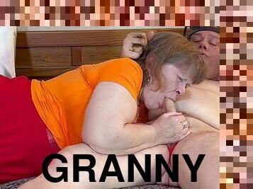 Return of cum to granny Velmas licking and dicking
