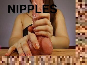 Sexy titsjob lick my girlfriend's tits