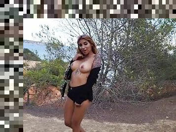 I show my big tits in public