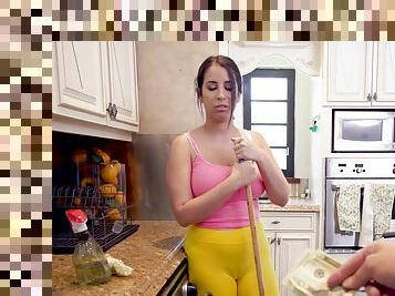 Busty maid Nina Lopez does extra work for additional cash