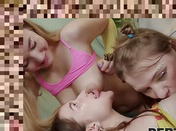 russe, ados, gangbang, sexe-de-groupe, quatuor, réalité