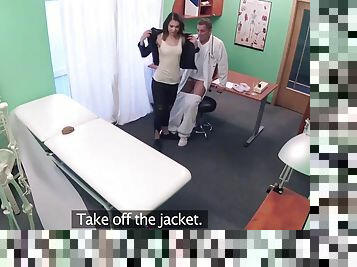 Doctor prescribes his cock to his hot brunette patient