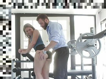 Appealing blonde with nice ass, insane sex at the gym