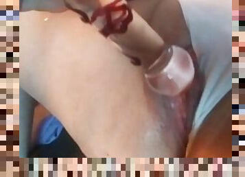 Close Up Panties To The Side Female Masturbating With Dildo