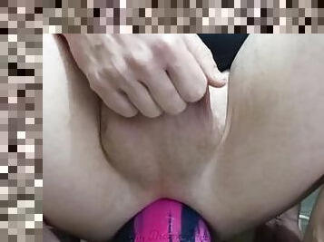 Deep on 'loved up stump' dildo anal stretching