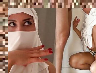 FACE FUCK TO THE ARAB IN HIJAB WITH BOTTLE IN PUSSY